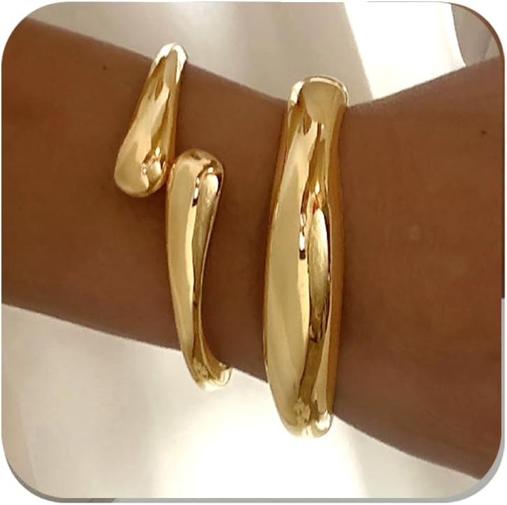 Rainhonor Chunky Gold Bangles Bracelets for Women Gold Cuff Bracelet Set Waterproof Non Tarnish Stack Bracelet for Women Gifts - Image 1